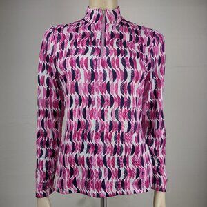Tail pink purple white geometric print athletic 1/4 pullover ladies Small